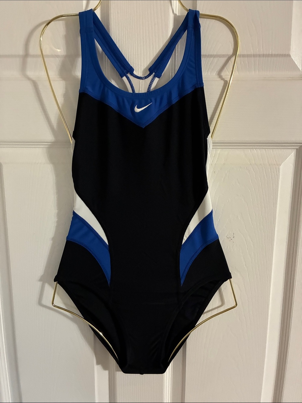 Nike Women's Black, Blue & White Racerback One-Piece Swimsuit